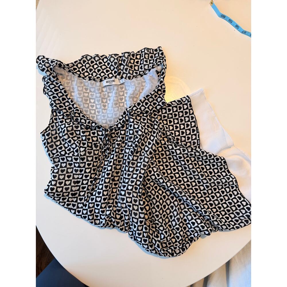 Moschino Jeans 
black and white heart pattern dress - Size S
